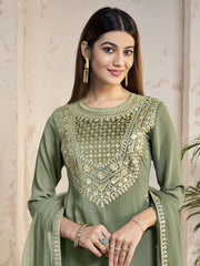 Women Floral Yoke Design Regular Sequinned Kurta with Palazzos & With Dupatta