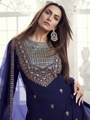 Women Ethnic Motifs Embroidered Regular Sequinned Kurta with Palazzos & With Dupatta