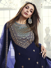 Women Ethnic Motifs Embroidered Regular Sequinned Kurta with Palazzos & With Dupatta