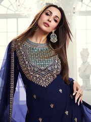 Women Ethnic Motifs Embroidered Regular Sequinned Kurta with Palazzos & With Dupatta