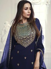 Women Ethnic Motifs Embroidered Regular Sequinned Kurta with Palazzos & With Dupatta