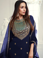 Women Ethnic Motifs Embroidered Regular Sequinned Kurta with Palazzos & With Dupatta