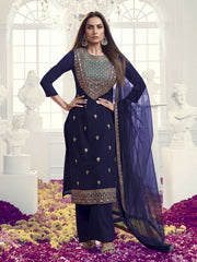 Women Ethnic Motifs Embroidered Regular Sequinned Kurta with Palazzos & With Dupatta