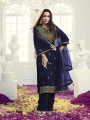 Women Ethnic Motifs Embroidered Regular Sequinned Kurta with Palazzos & With Dupatta