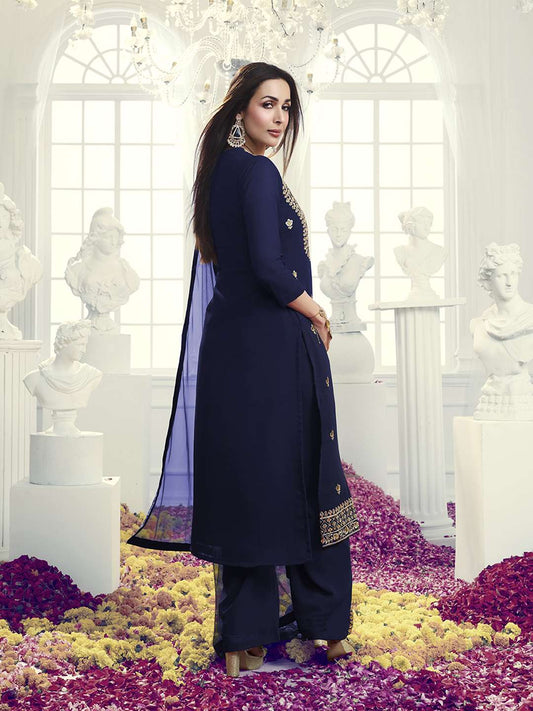 Women Ethnic Motifs Embroidered Regular Sequinned Kurta with Palazzos & With Dupatta