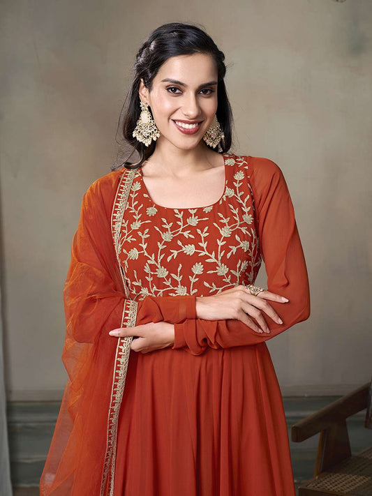 Women Floral Embroidered Regular Thread Work Kurta with Trousers & With Dupatta