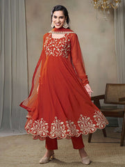 Women Floral Embroidered Regular Thread Work Kurta with Trousers & With Dupatta