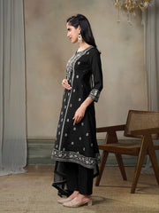 Women Floral Embroidered Regular Sequinned Kurta with Trousers & With Dupatta