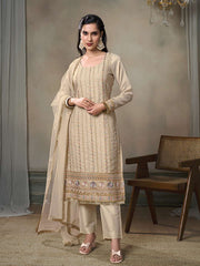 Women Ethnic Motifs Embroidered Regular Thread Work Velvet Kurta with Trousers & With Dupatta