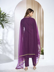 Women Ethnic Motifs Embroidered Regular Kurta with Trousers & With Dupatta