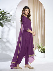 Women Ethnic Motifs Embroidered Regular Kurta with Trousers & With Dupatta