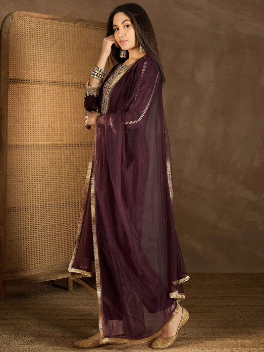 Women Floral Yoke Design Regular Kurta with Trousers & With Dupatta