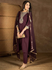 Women Floral Yoke Design Regular Kurta with Trousers & With Dupatta