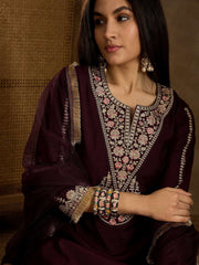 Women Floral Yoke Design Regular Kurta with Trousers & With Dupatta