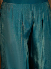 Floral Sequinned Embroidered Round Neck Kurta with Palazzos & Dupatta