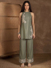 White Romance Embroidered Top with Palazzos