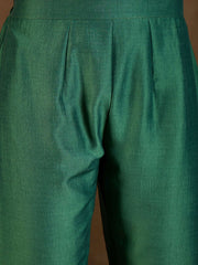 Floral Yoke Design Thread Work A-Line Kurta With Trousers & Dupatta