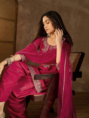 Women Floral Yoke Design Regular Kurta with Dhoti Pants & With Dupatta