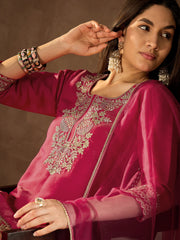 Women Floral Yoke Design Regular Kurta with Dhoti Pants & With Dupatta