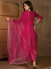 Women Floral Yoke Design Regular Kurta with Dhoti Pants & With Dupatta