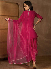 Women Floral Yoke Design Regular Kurta with Dhoti Pants & With Dupatta