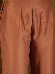 Floral Embroidered Notch Neck Thread Work Kurta With Trousers