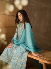 Women Ethnic Motifs Embroidered Tie-Up Neck Mirror Work A-Line Kurta Set