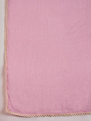 Floral Printed Mandarin Collar Thread Work Kurta With Trousers