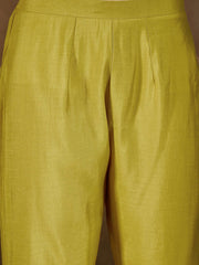 Floral Embroidered V Neck Thread Work Pleated Kurta With Trousers