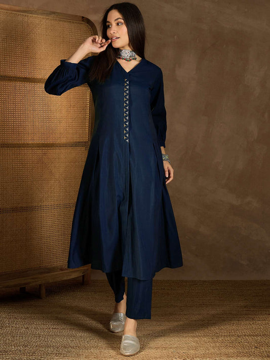 Ethnic Katha Work V-Neck Tunic With Trousers