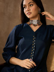 Women Panelled Thread Work Kurta with Trousers