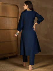 Women Panelled Thread Work Kurta with Trousers