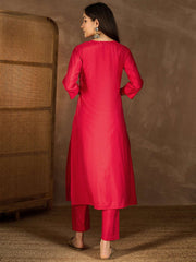 V Neck Thread Work Empire Kurta With Trousers
