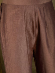 Floral Embroidered Thread Work Mandarin Collar Kurta with Trousers