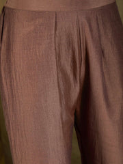 Floral Embroidered Thread Work Mandarin Collar Kurta with Trousers