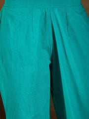 Women Floral Printed Angrakha Mirror Work Kurta with Trousers