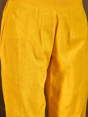 Floral Printed Round Neck Panelled A-Line Kurta With Trousers