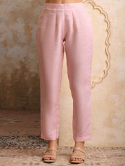 Women Floral Printed Regular Thread Work Linen Kurta with Trousers & With Dupatta