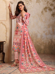 Women Printed Regular Mirror Work Linen Kurta with Trousers & With Dupatta
