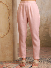 Women Printed Regular Mirror Work Linen Kurta with Trousers & With Dupatta