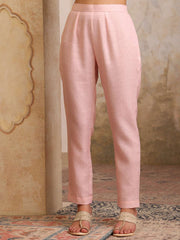 Women Printed Regular Mirror Work Linen Kurta with Trousers & With Dupatta