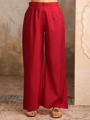 Floral Embroidered V Neck Sequinned Straight Kurta With Palazzos & Dupatta