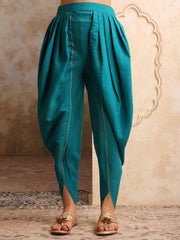 Women Floral Yoke Design Panelled Kurta with Dhoti Pants & With Dupatta