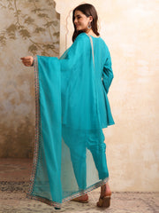 Women Floral Yoke Design Panelled Kurta with Dhoti Pants & With Dupatta