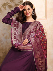 Round Neck A-Line Kurta With Trousers & Dupatta