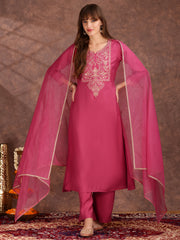 Women Floral Yoke Design Regular Kurta with Palazzos & With Dupatta