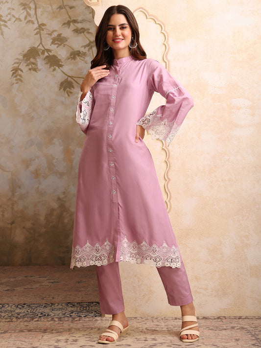 Women Ethnic Thread Embroidered A-Line Kurta Set