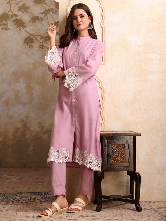 Women Ethnic Thread Embroidered A-Line Kurta Set
