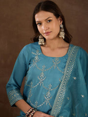 Women Ethnic Motifs Embroidered Regular Thread Work Kurta with Patiala & With Dupatta