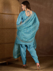 Women Ethnic Motifs Embroidered Regular Thread Work Kurta with Patiala & With Dupatta